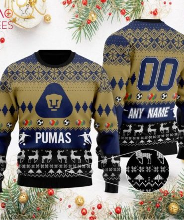 Customizable Pumas Ugly Christmas Sweater - Perfect Holiday Gift For Soccer Fans!