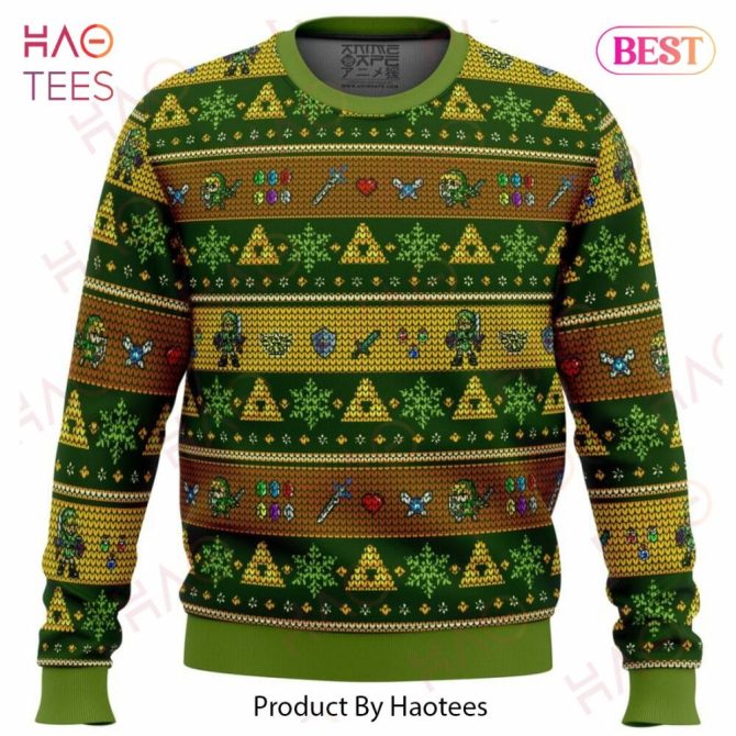 Cozy Green Gamer Sweater - Festive Pixel Art Design For Winter Warmth
