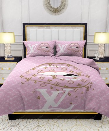 Lips With Louis Vuitton Pattern Bedding Sets