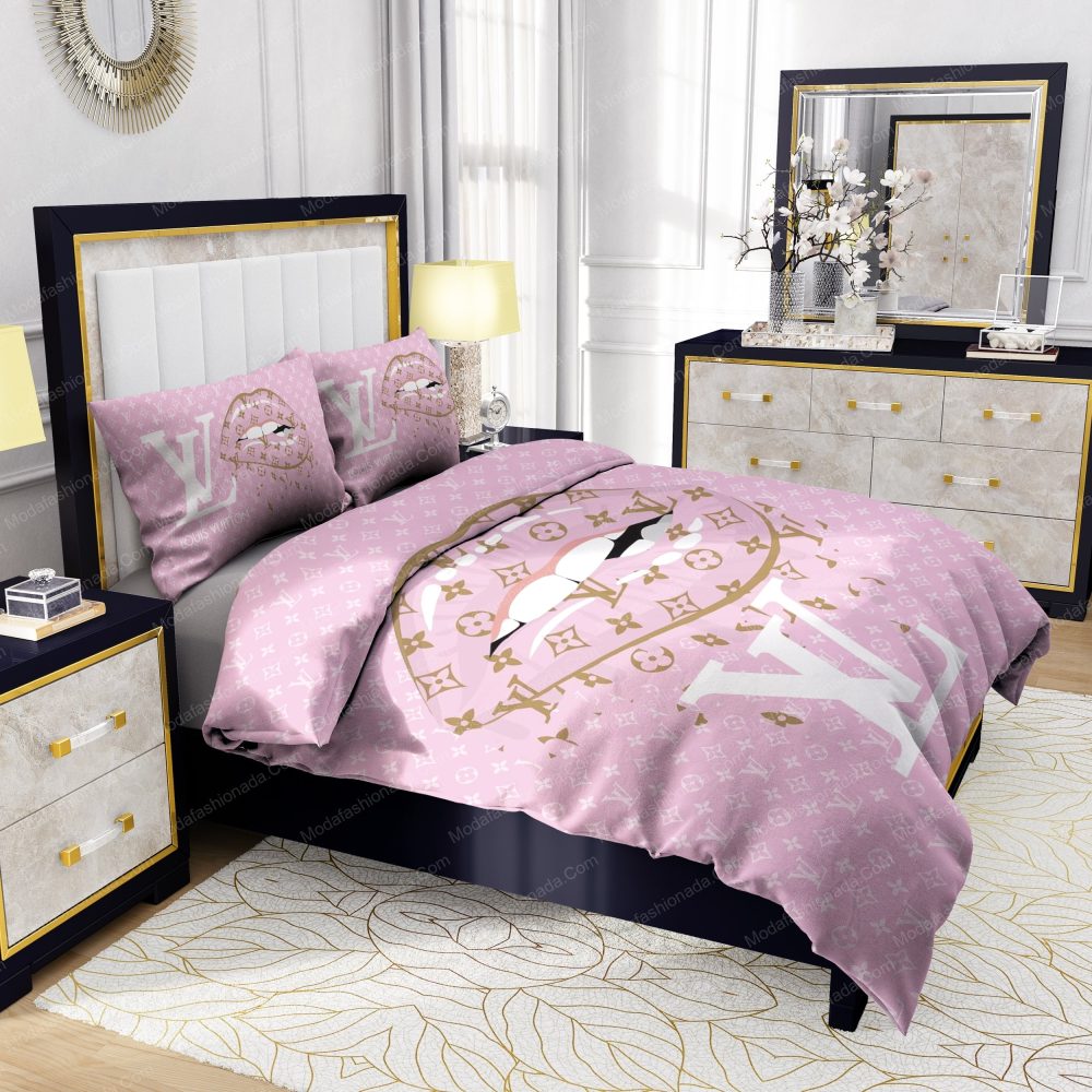Lips With Louis Vuitton Pattern Bedding Sets - Image 5