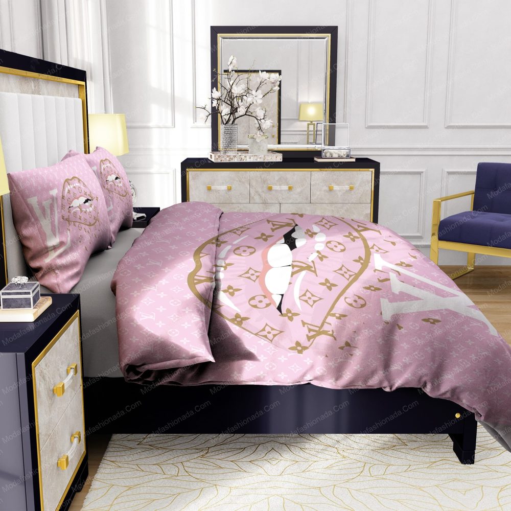Lips With Louis Vuitton Pattern Bedding Sets - Image 7