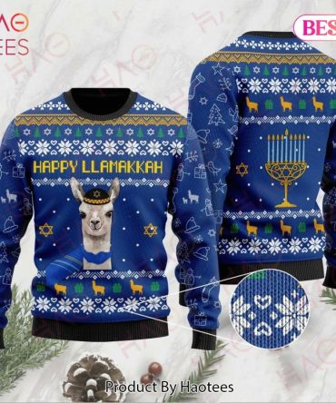 Festive Llamakkah Sweater: Cozy Hanukkah Llama Design, Perfect Holiday Gift!