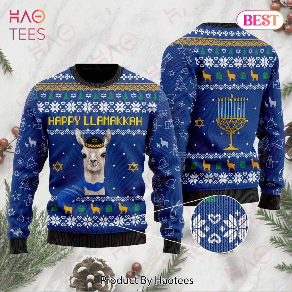 Festive Llamakkah Sweater: Cozy Hanukkah Llama Design, Perfect Holiday Gift!