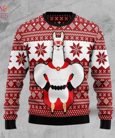 Cozy Llama Hero Ugly Christmas Sweater - Funny Festive Knitwear Gift