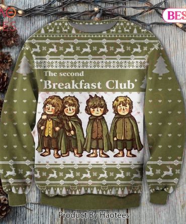 Cozy Hobbit-Themed 'Second Breakfast Club' Holiday Sweater – Perfect Gift For Fans!