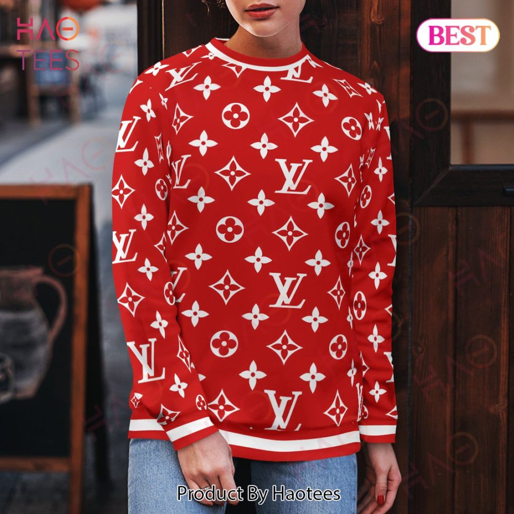 Louis Vuitton Monogram Red Ugly Christmas Holiday Sweater