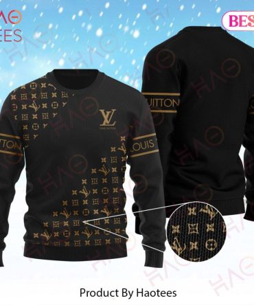 Best Luxury Lv Strip Gold In Black Xmas Ugly Sweater Christmas Holiday Gift Limited Edition