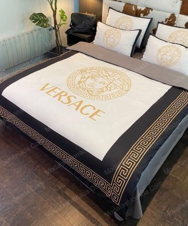 Luxury Versace White Yellow Logo Brands 13 Bedding Set