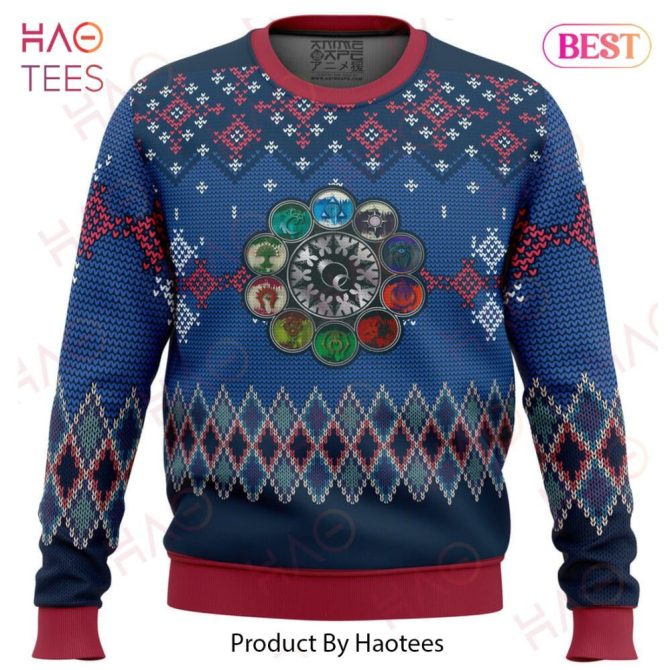 Colorful Geometric Pattern Crewneck Sweater - Festive & Cozy Winter Wear