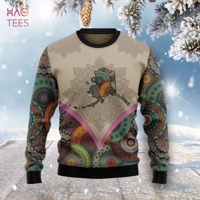 Colorful Mandala Alaska Map Sweater – Cozy, Unique, And Stylish Winter Wear