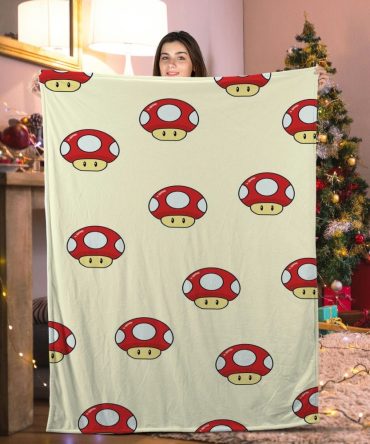 Cozy Gamer Blanket With Fun Mushroom Print - Perfect Gift For Gaming Fans!