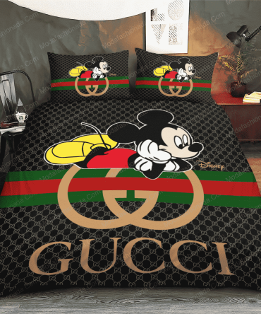 Mickey Mouse Gucci Logo Fashion Brands 34 Bedding Set