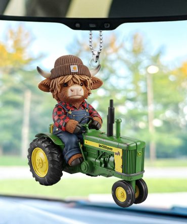 Highland Cow Car Ornament - Personalized Gifts For Farmers 03Nati040925