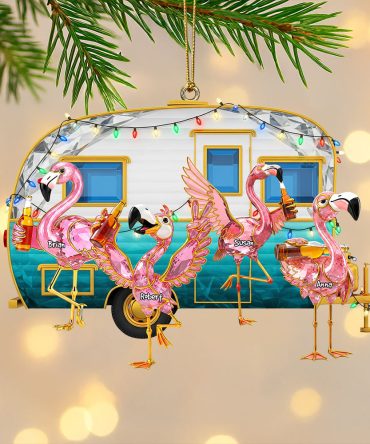 Flamingo Camping Family Ornament - Personalized Gifts For Family 04Ohti150825