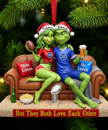 Sport Lover Green Monster Couple  Ornament - Personalized Gift For Couple Christmas Ornament 05Huti291025