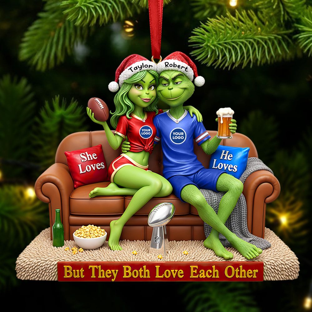 Sport Lover Green Monster Couple Ornament - Personalized Gift For Couple Christmas Ornament 05Huti291025