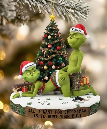 Naughty Green Couple Ornament - Personalized Gifts For Hunting  Couple 02Ohti300925