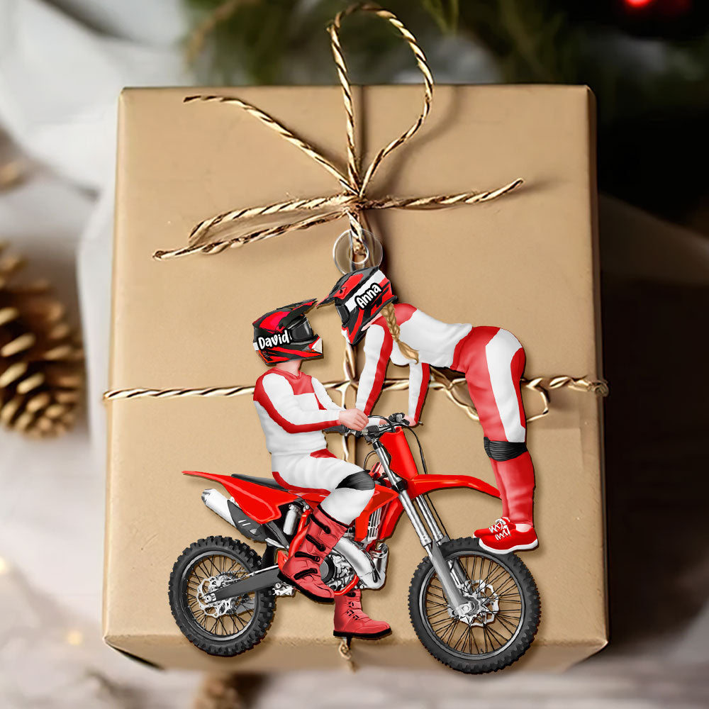 Personalized Gift For Couple Christmas Ornament Motorcross Couple 015Acti111124Pa - Image 2