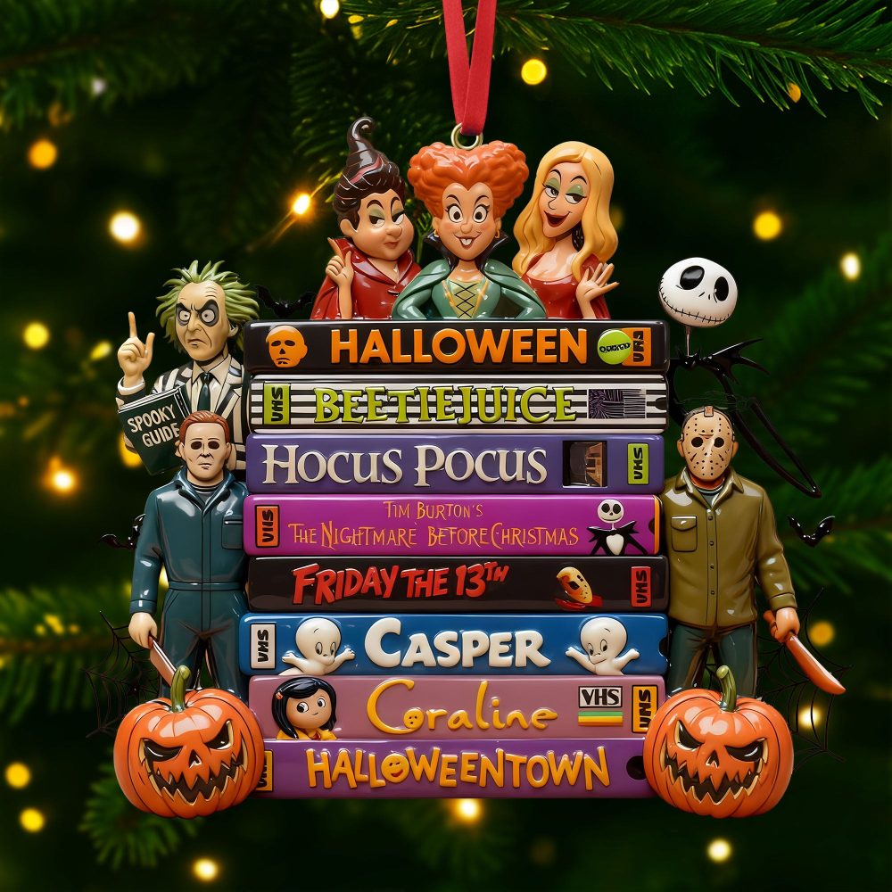 Horror Tape Stack Ornament, Personalized Christmas 02Qhti161025