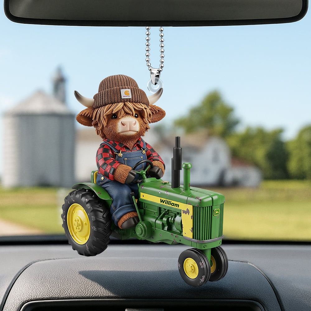 Highland Cow Car Ornament - Personalized Gifts For Farmers 03Nati040925 - Image 2