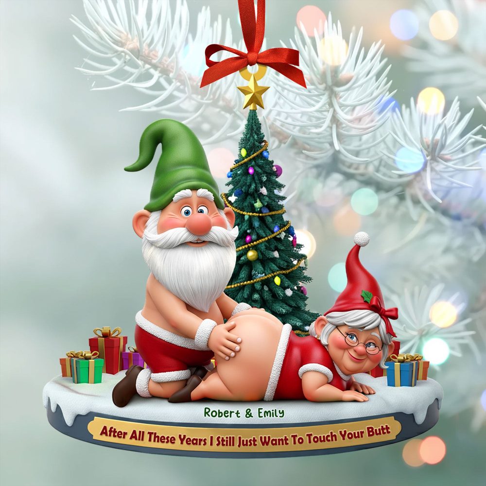 Naughty Old Gnome Couple Ornament - Personalized Gifts For Couple 01Ohti190925 - Image 2