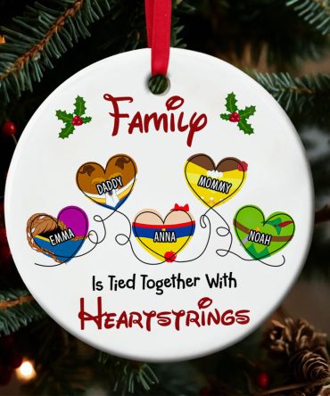 Personalized Gifts For Family Ornament, Tied Together With Heartstrings 01Qhti261024