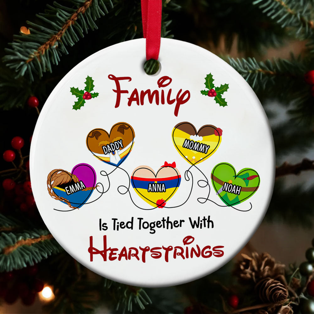 Personalized Gifts For Family Ornament, Tied Together With Heartstrings 01Qhti261024
