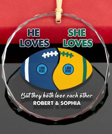 Football Couple Ornament - Couple Divided - Custom Team Logo Gifts For Football Lovers