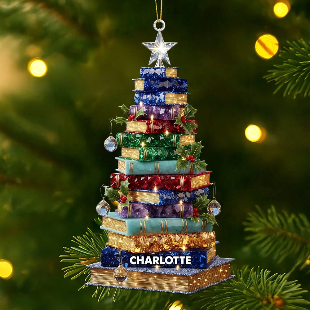 Christmas Book Tree Ornament - Personalized Gifts For Book Lovers 05Pati120925