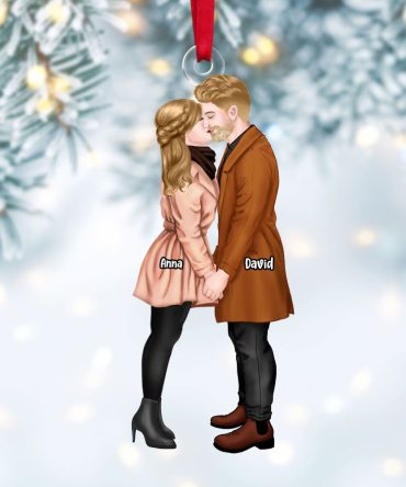 Personalized Christmas Gift For Couple Ornament Couple Kissing 013Acti111124Pa