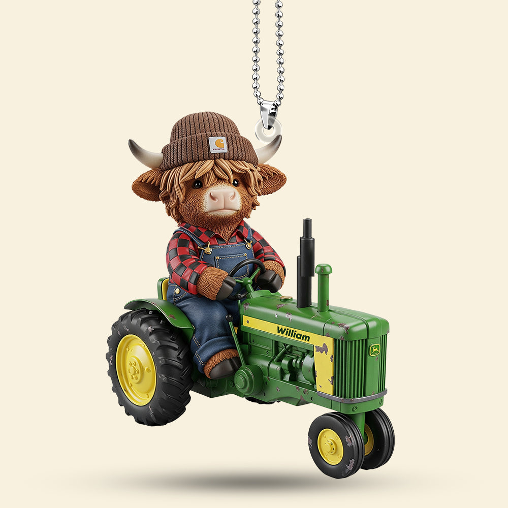 Highland Cow Car Ornament - Personalized Gifts For Farmers 03Nati040925 - Image 3