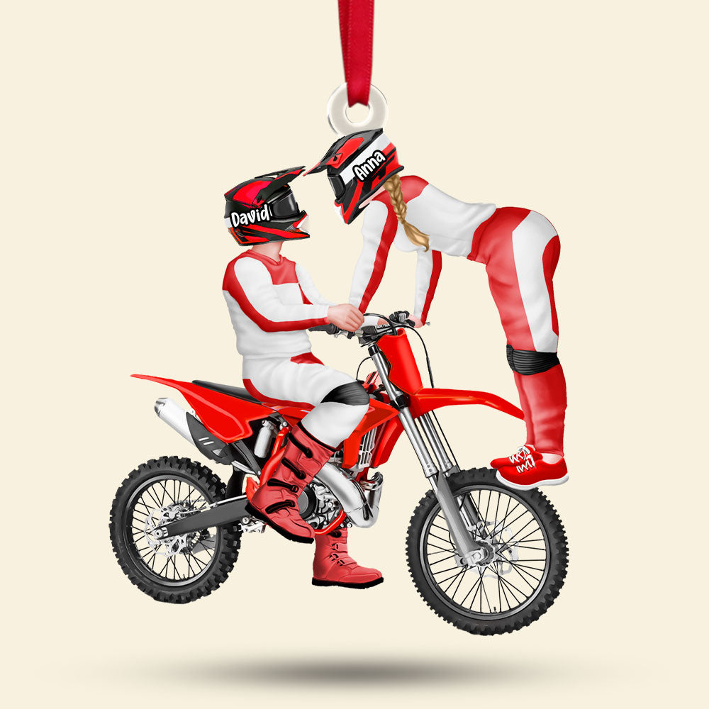 Personalized Gift For Couple Christmas Ornament Motorcross Couple 015Acti111124Pa - Image 3