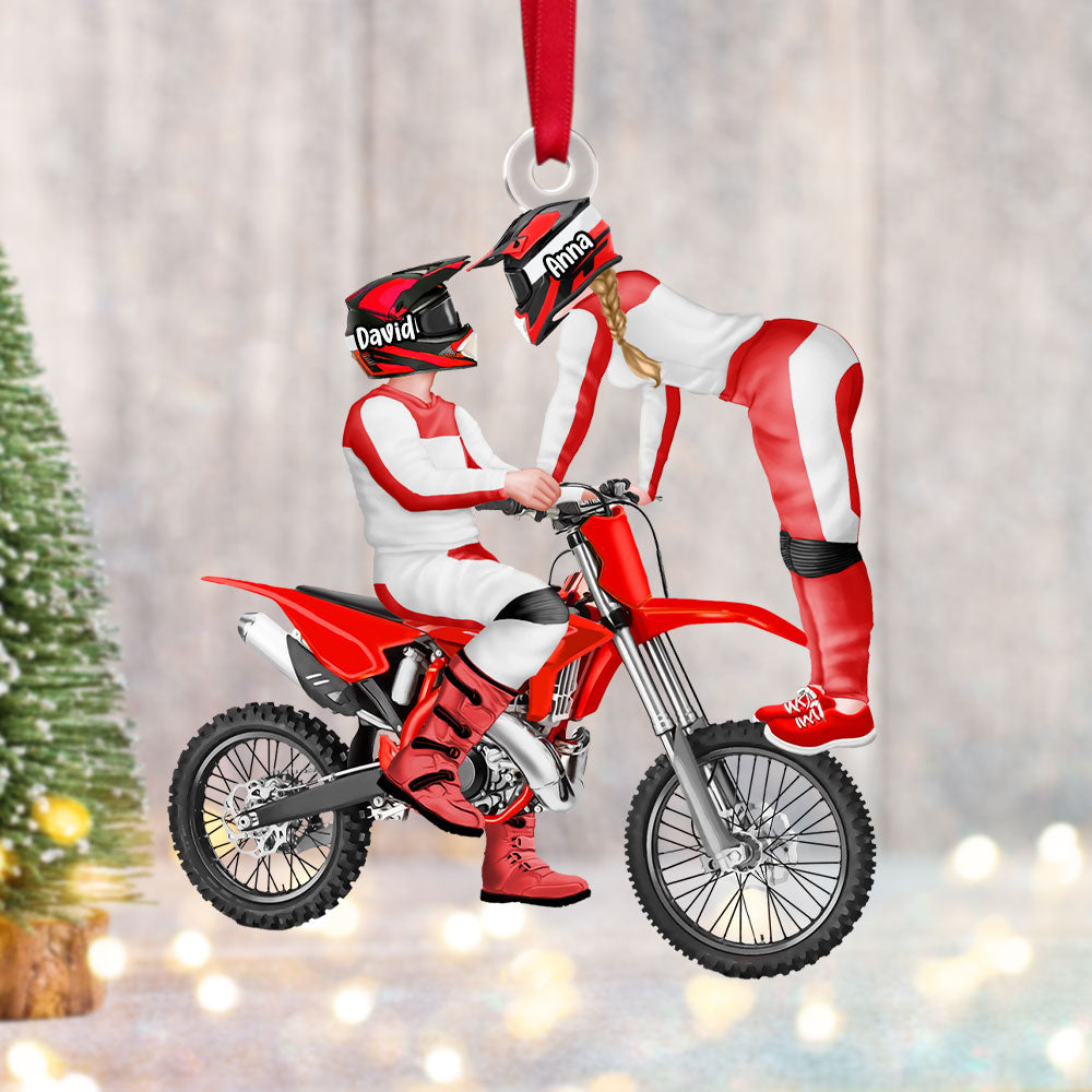 Personalized Gift For Couple Christmas Ornament Motorcross Couple 015Acti111124Pa - Image 4