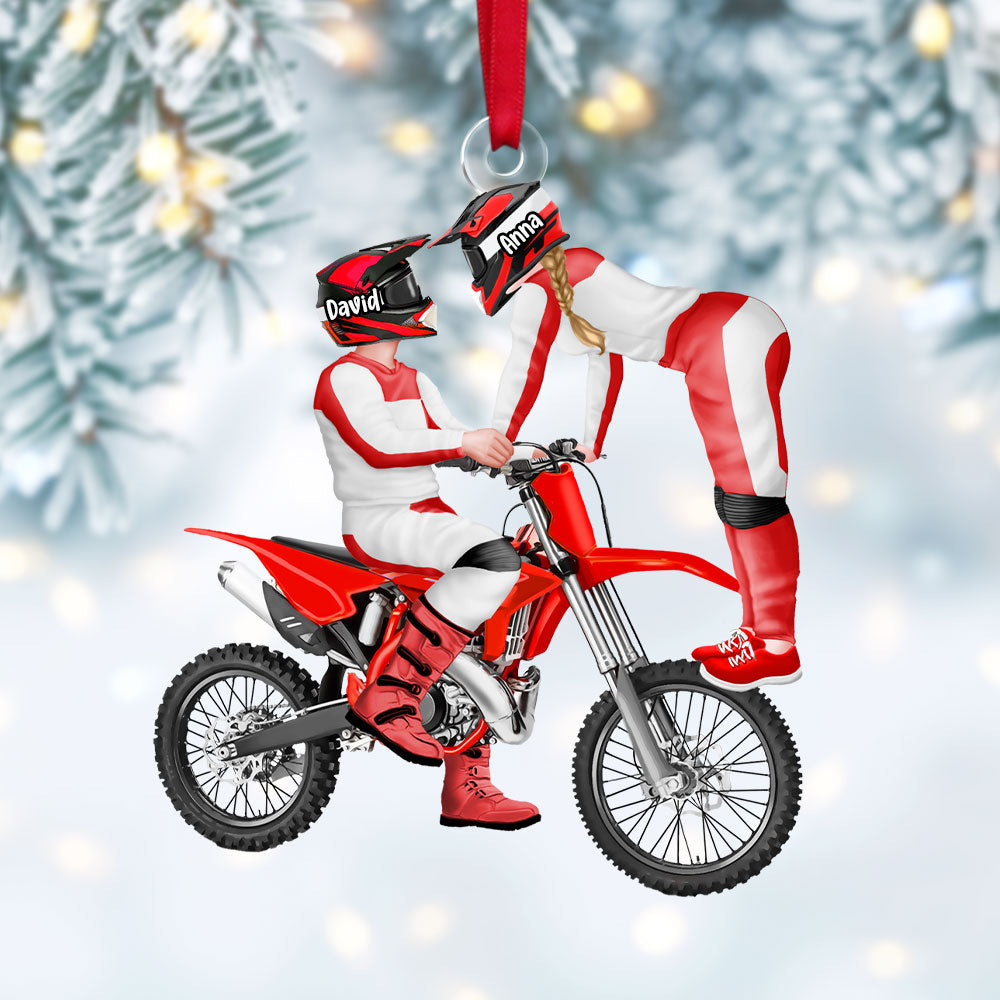 Personalized Gift For Couple Christmas Ornament Motorcross Couple 015Acti111124Pa - Image 5