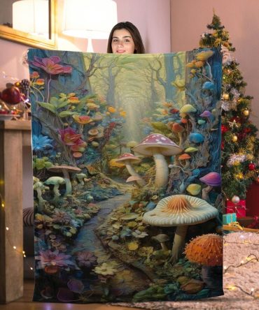 Enchanting Forest Mushroom Tapestry Throw Blanket – Cozy & Vibrant Decor For Home