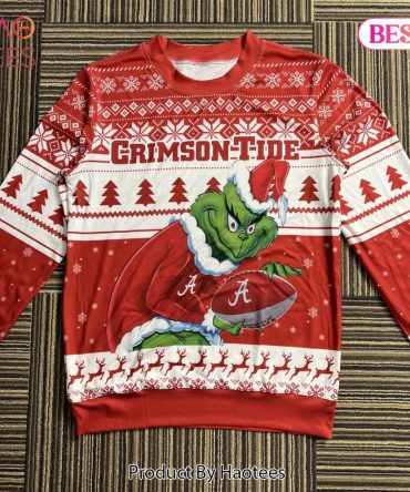 Festive Grinch Christmas Sweater - Crimson Tide Football Design - Perfect Holiday Gift!