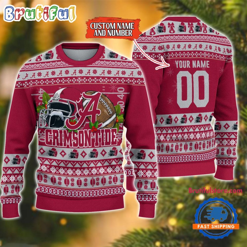 Ncaa Alabama Crimson Tide Logo Team Football Custom Christmas Ugly Sweater