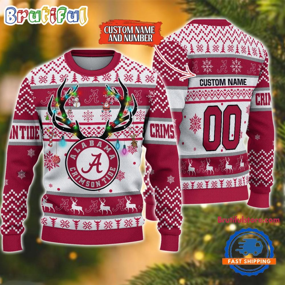 Ncaa Alabama Crimson Tide Special Reindeer Light Ugly Christmas Sweater
