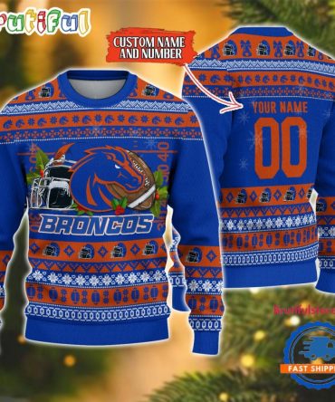 Ncaa Boise State Broncos Logo Team Football Custom Christmas Ugly Sweater