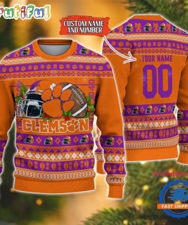 Ncaa Clemson Tigers Logo Team Football Custom Christmas Ugly Sweater