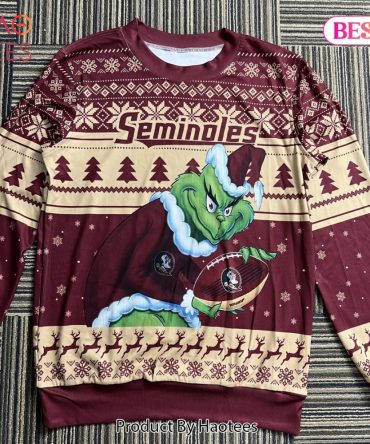 Festive Grinch Seminoles Ugly Christmas Ugly Christmas Sweater - Perfect Holiday Gift!