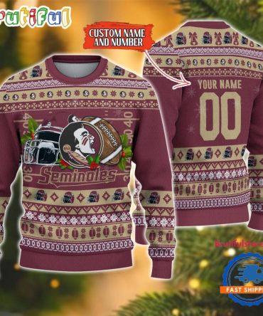 Ncaa Florida State Seminoles Logo Team Football Custom Christmas Ugly Sweater