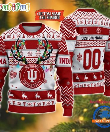 Ncaa Indiana Hoosiers Special Reindeer Light Ugly Christmas Sweater