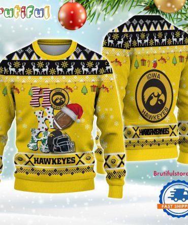 Ncaa Iowa Hawkeyes Football Ho Ho Ho Ugly Christmas Sweater