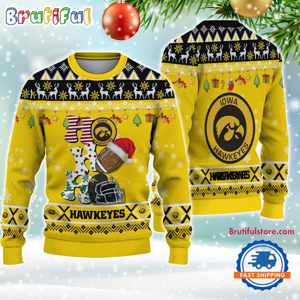Ncaa Iowa Hawkeyes Football Ho Ho Ho Ugly Christmas Sweater