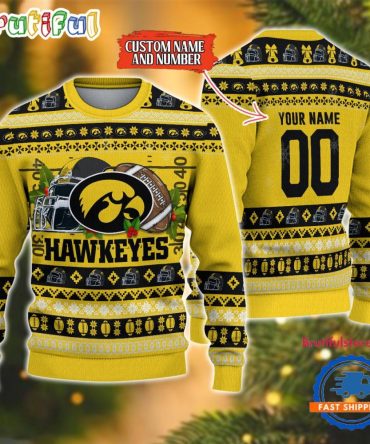 Ncaa Iowa Hawkeyes Logo Team Football Custom Christmas Ugly Sweater