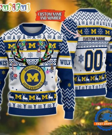 Ncaa Michigan Wolverines Special Reindeer Light Ugly Christmas Sweater