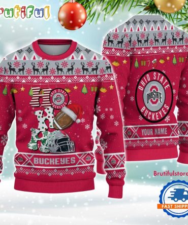 Ncaa Ohio State Buckeyes Football Ho Ho Ho Ugly Christmas Sweater
