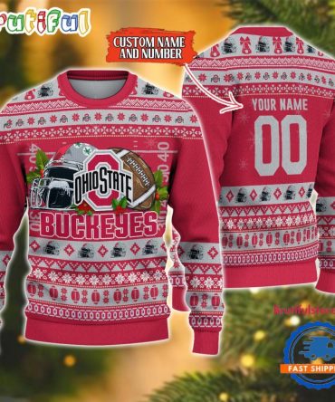 Ncaa Ohio State Buckeyes Logo Team Football Custom Christmas Ugly Sweater