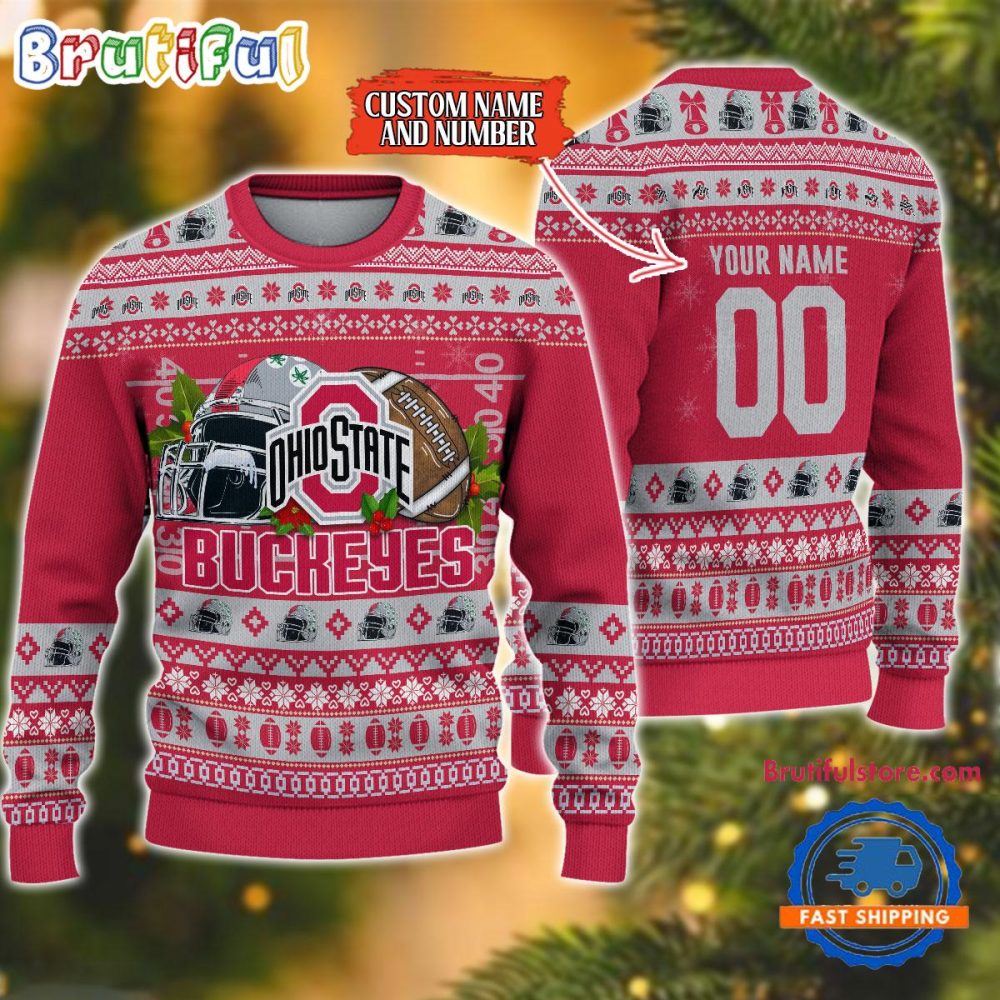 Ncaa Ohio State Buckeyes Logo Team Football Custom Christmas Ugly Sweater
